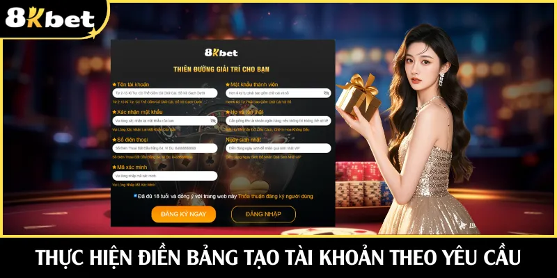 Thực hiện điền bảng tạo tài khoản theo yêu cầu